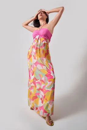 TROPICAL HALTER NECK MAXI DRESS