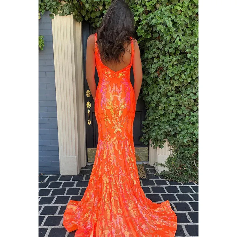 Trumpet/Mermaid V-Neck Sequined Zipper-Up Sleeveless Prom Evening Formal Dress
