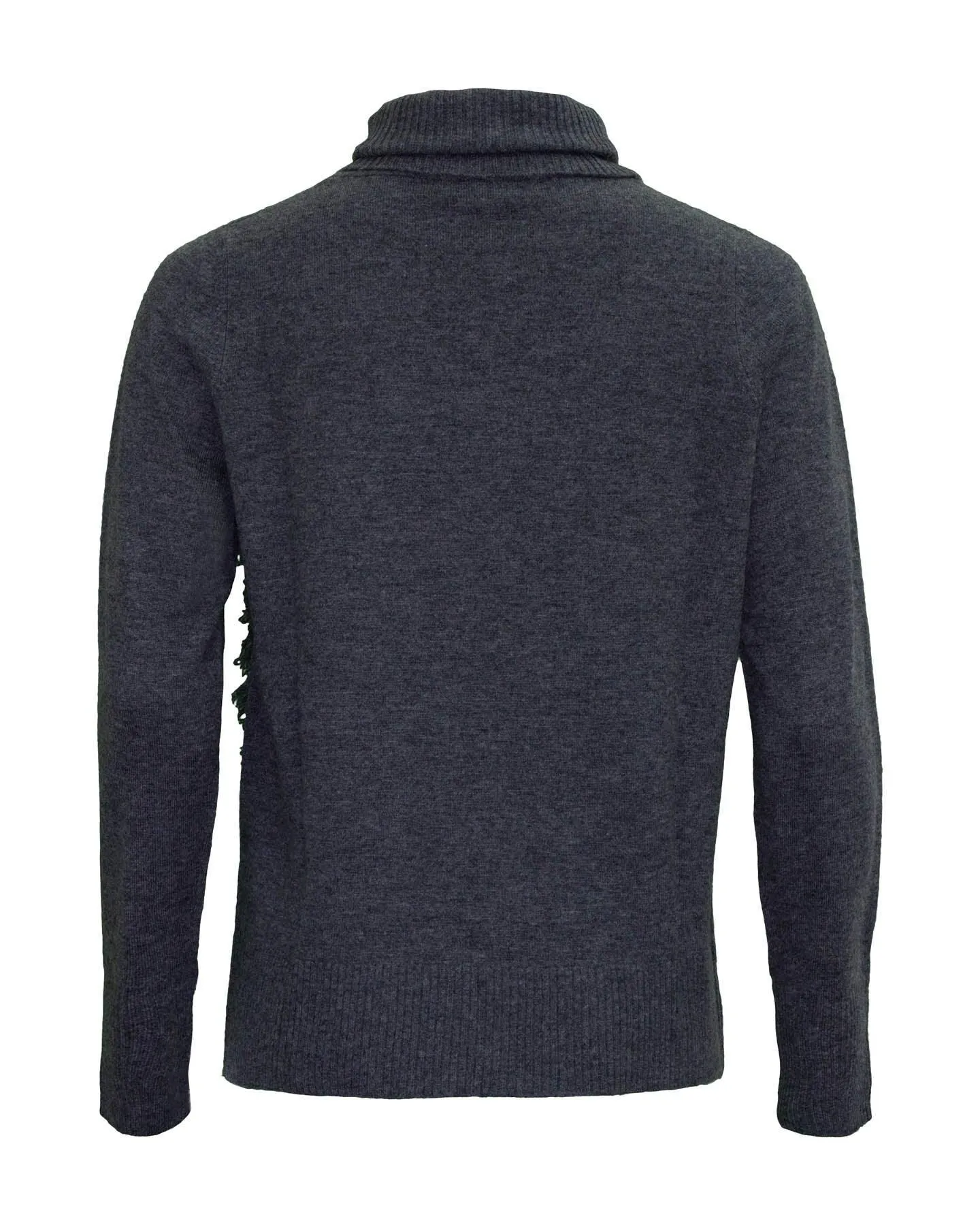 Turtleneck Asymmetrical Fringe Hem Sweater