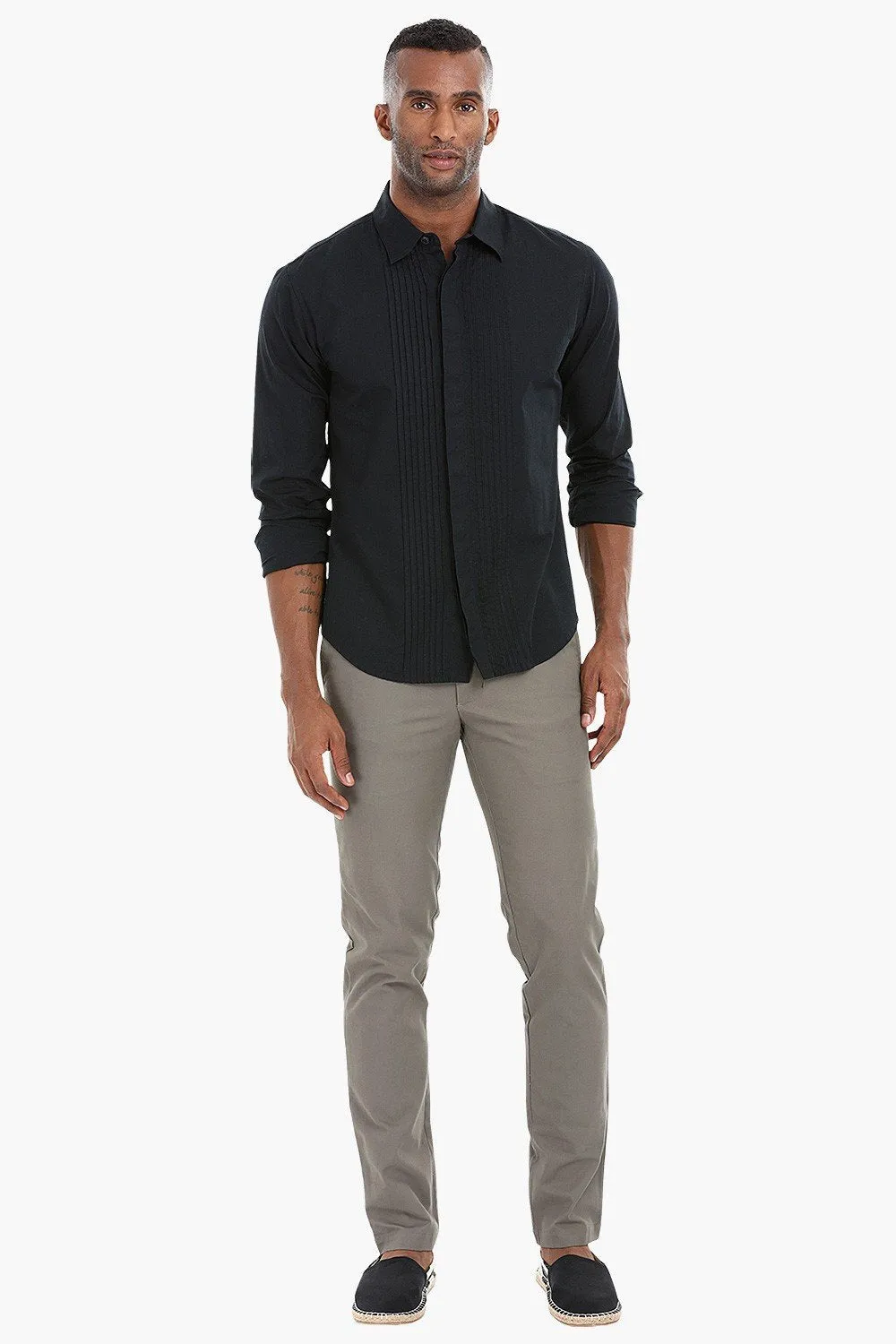 Tuxedo Styled Pintuck Shirt