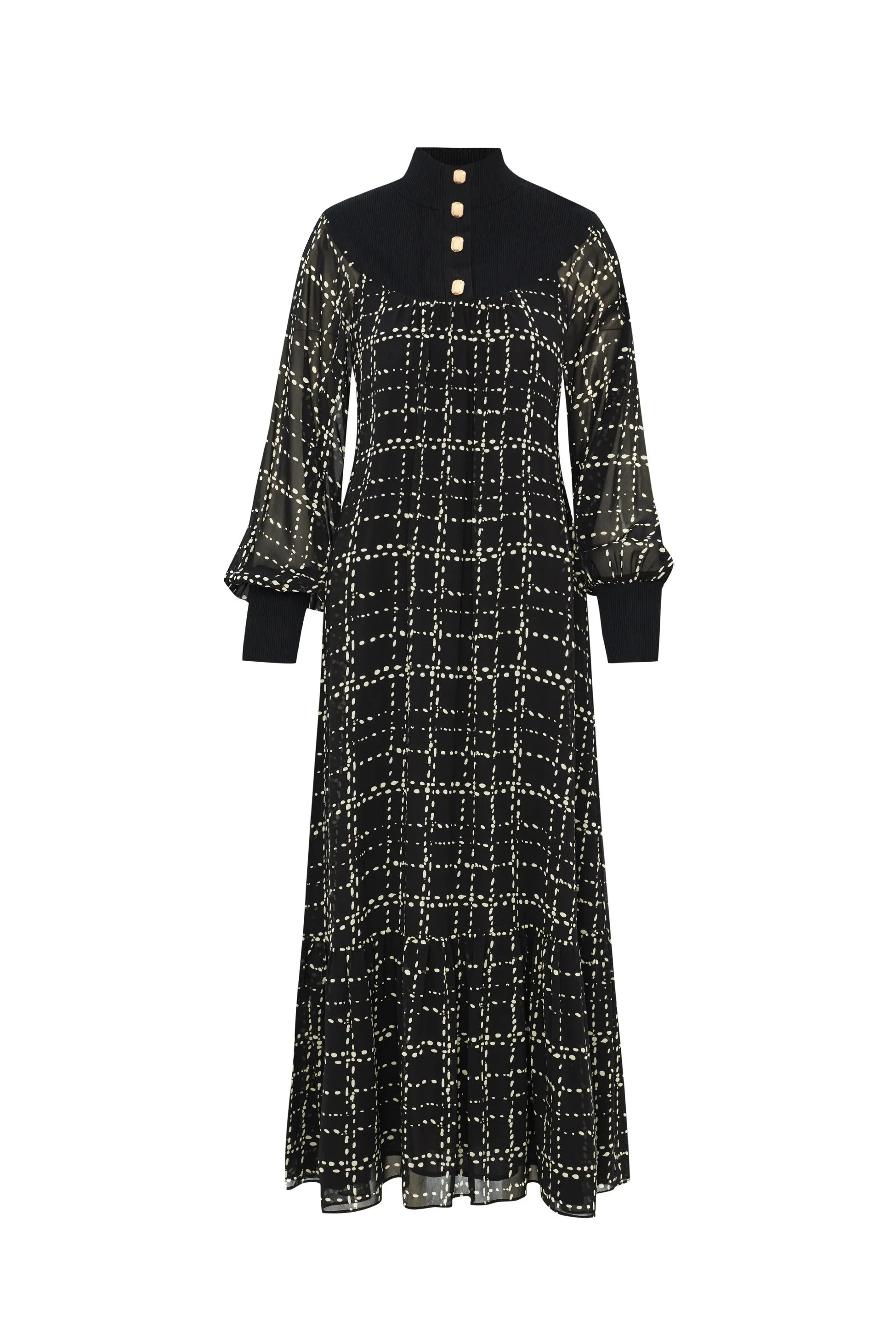 Tweed Checked Midi Regular Dress