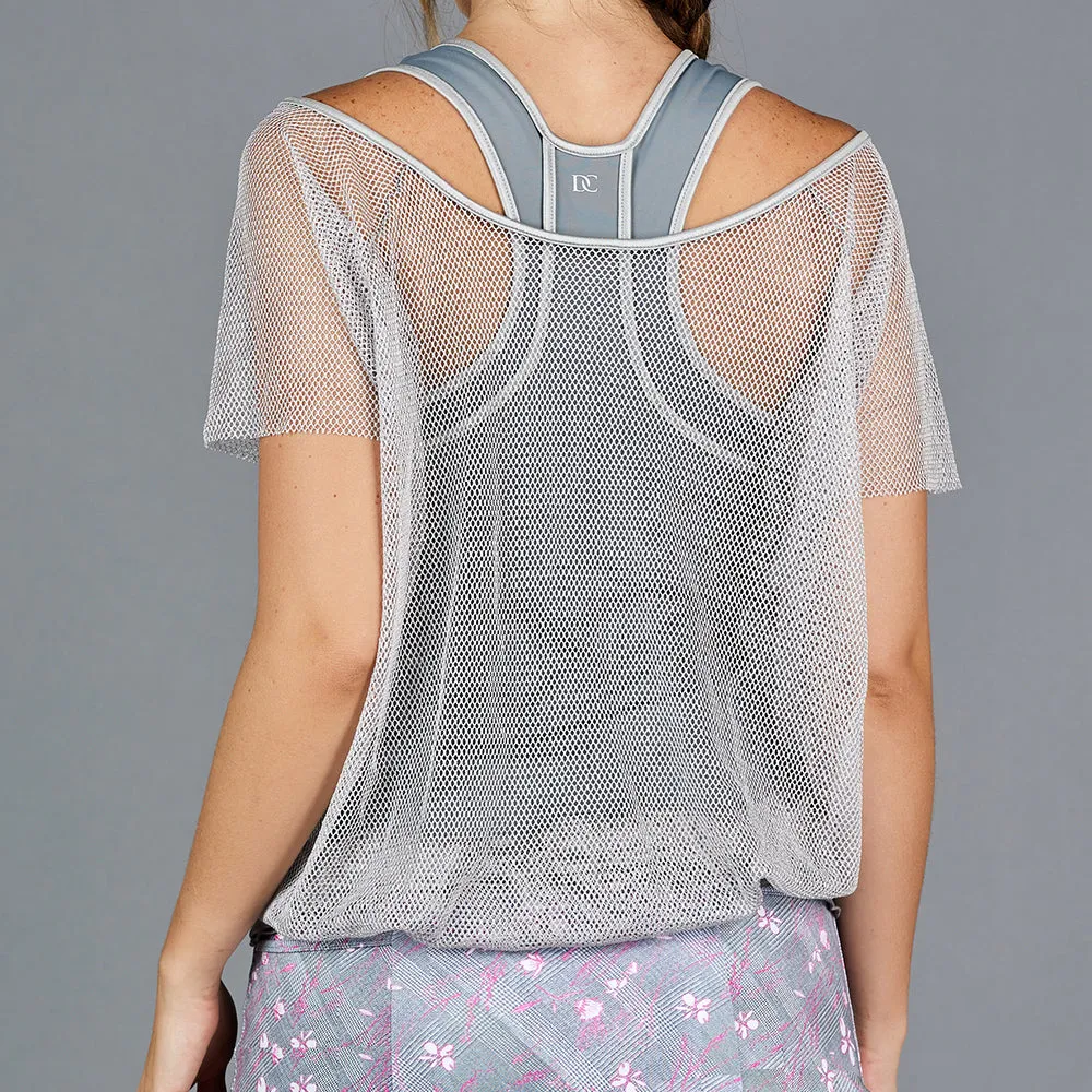 Unsuited Blouson Layer Top (silver fishnet)