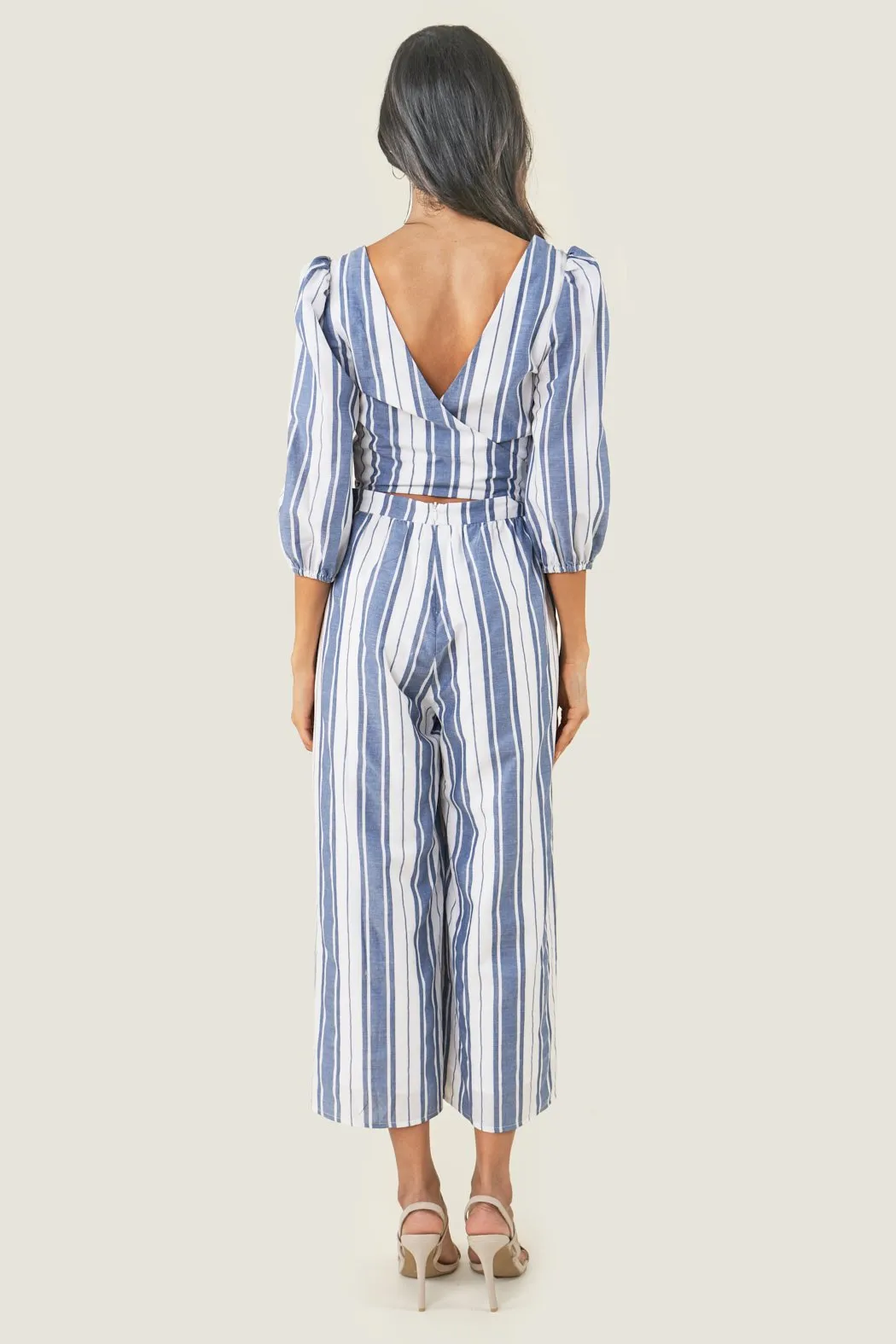 Urisa Striped Cross Back Jumpsuit