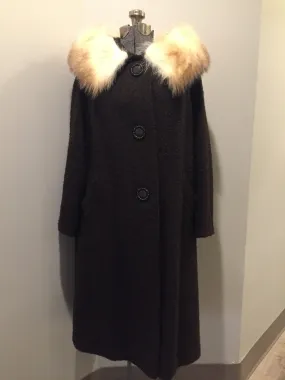 Vintage 50s/60s mid century boulé wool coat with white fox collar