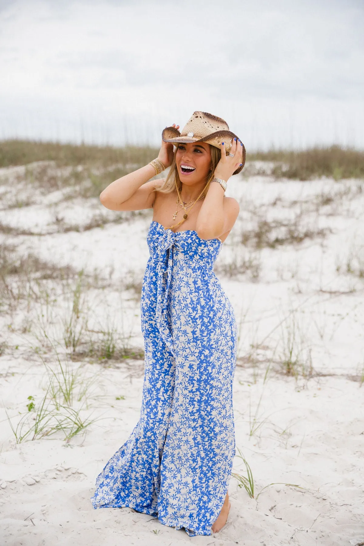 Violet Floral Jumpsuit - Blue Ivory