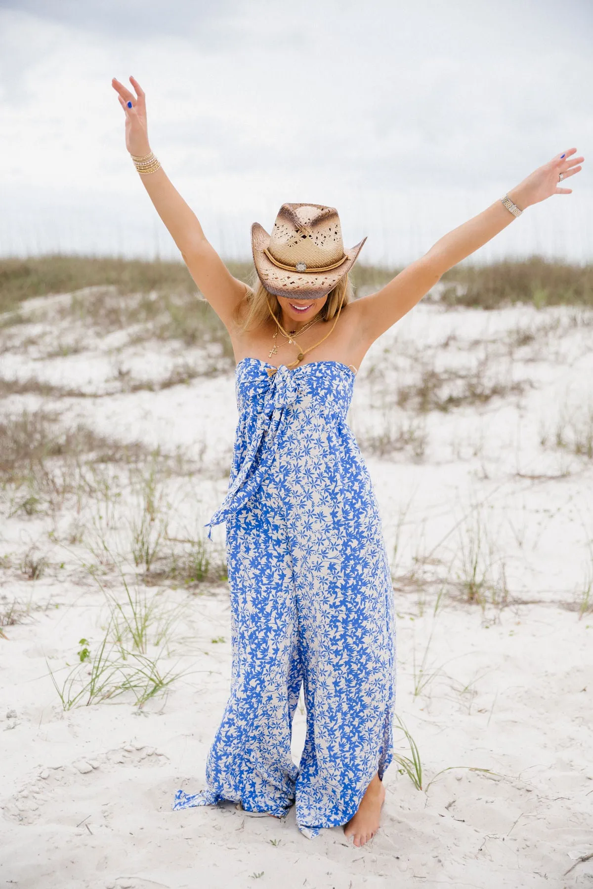 Violet Floral Jumpsuit - Blue Ivory