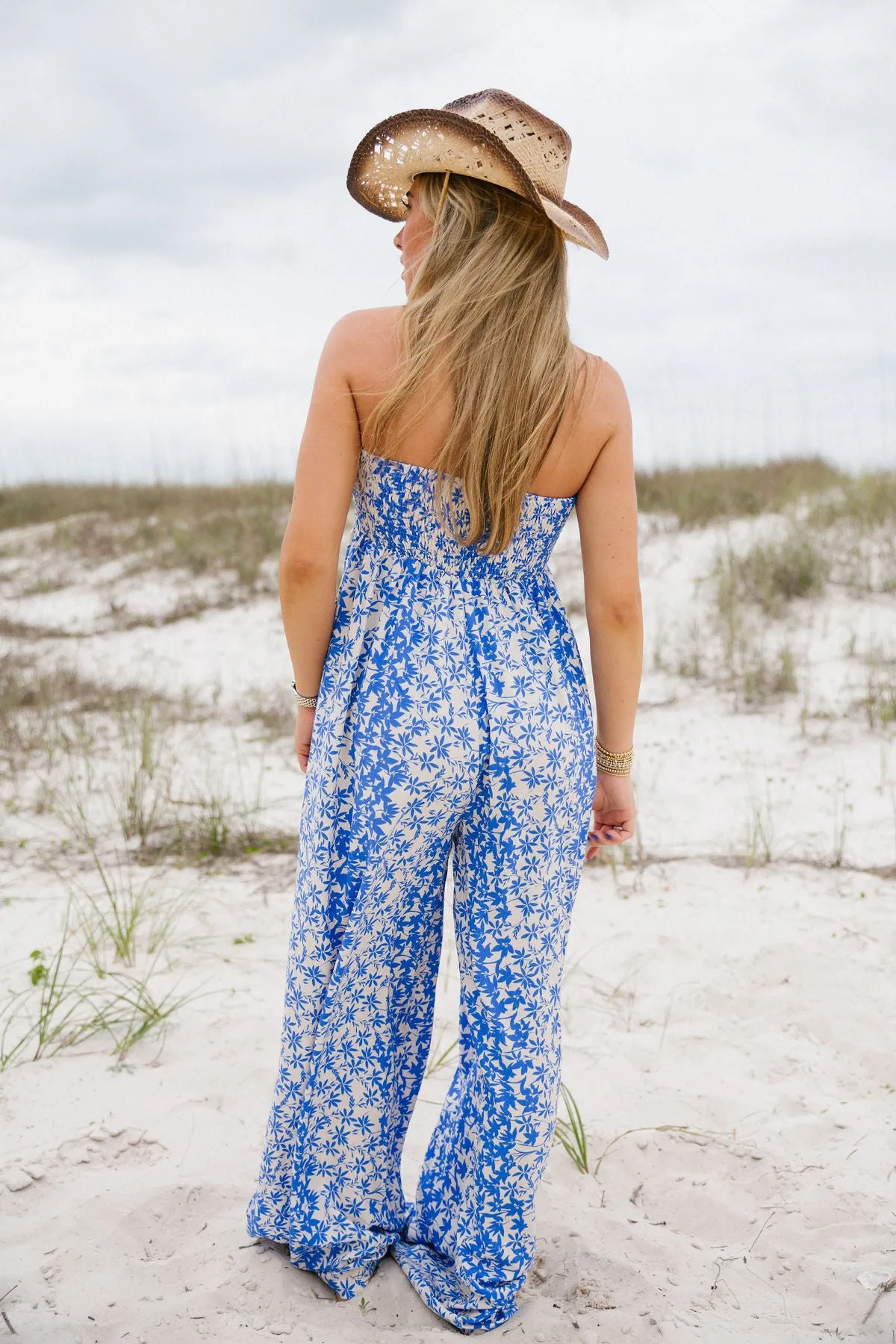 Violet Floral Jumpsuit - Blue Ivory
