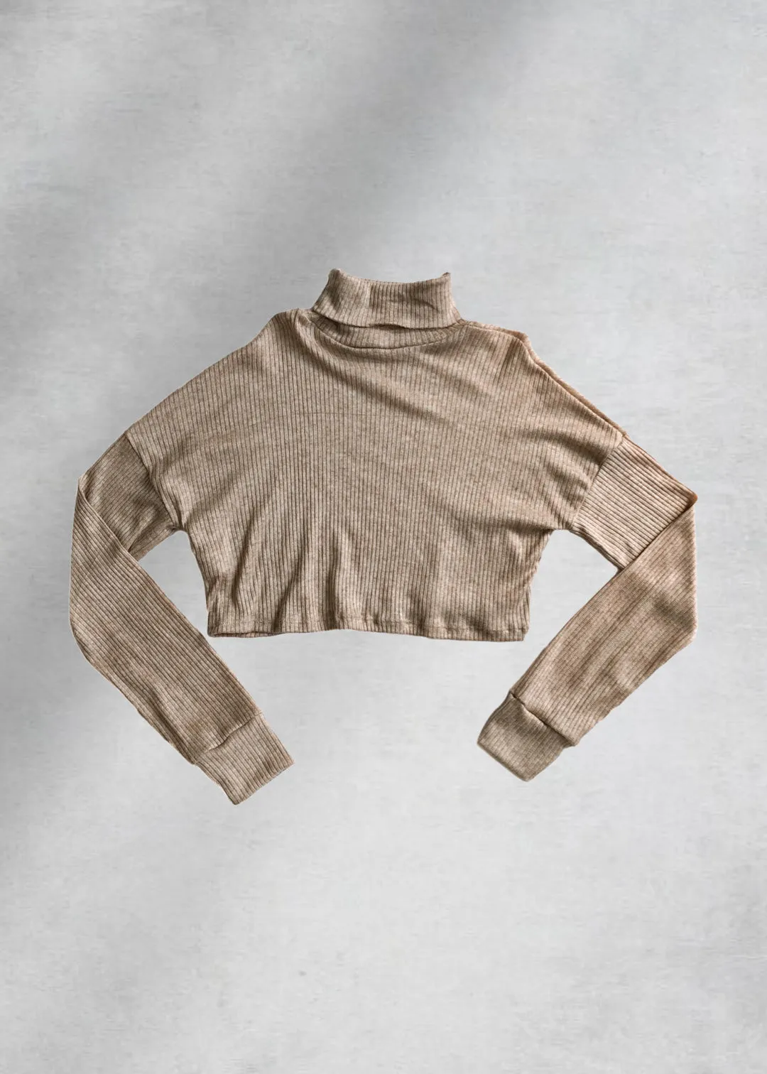 Virginia Turtleneck Crop Top - Beige
