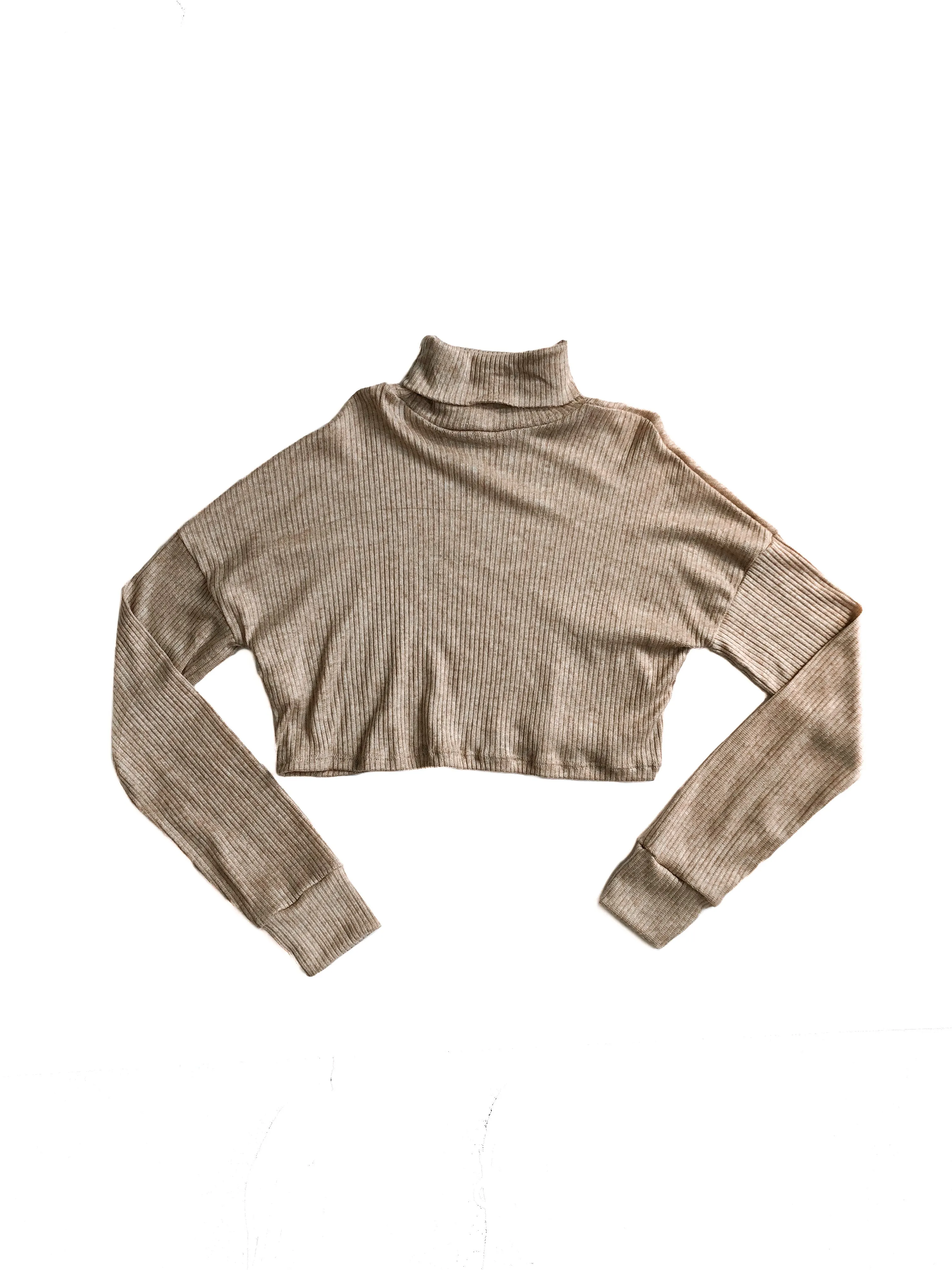 Virginia Turtleneck Crop Top - Beige