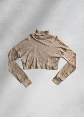 Virginia Turtleneck Crop Top - Beige