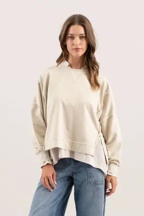 WASHED EXTENDED SHOULDER KNIT TOP