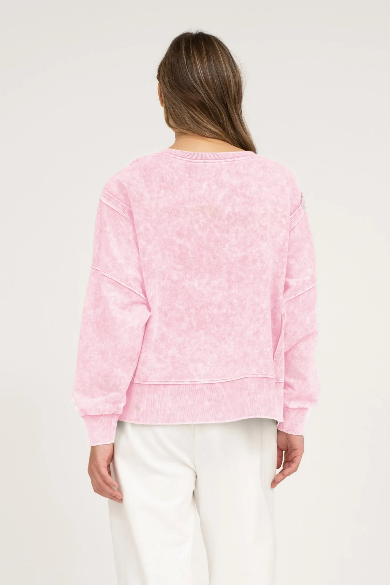WASHED EXTENDED SHOULDER KNIT TOP