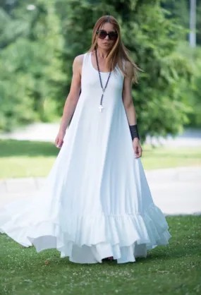 White Cotton Maxi Dress CARMEN