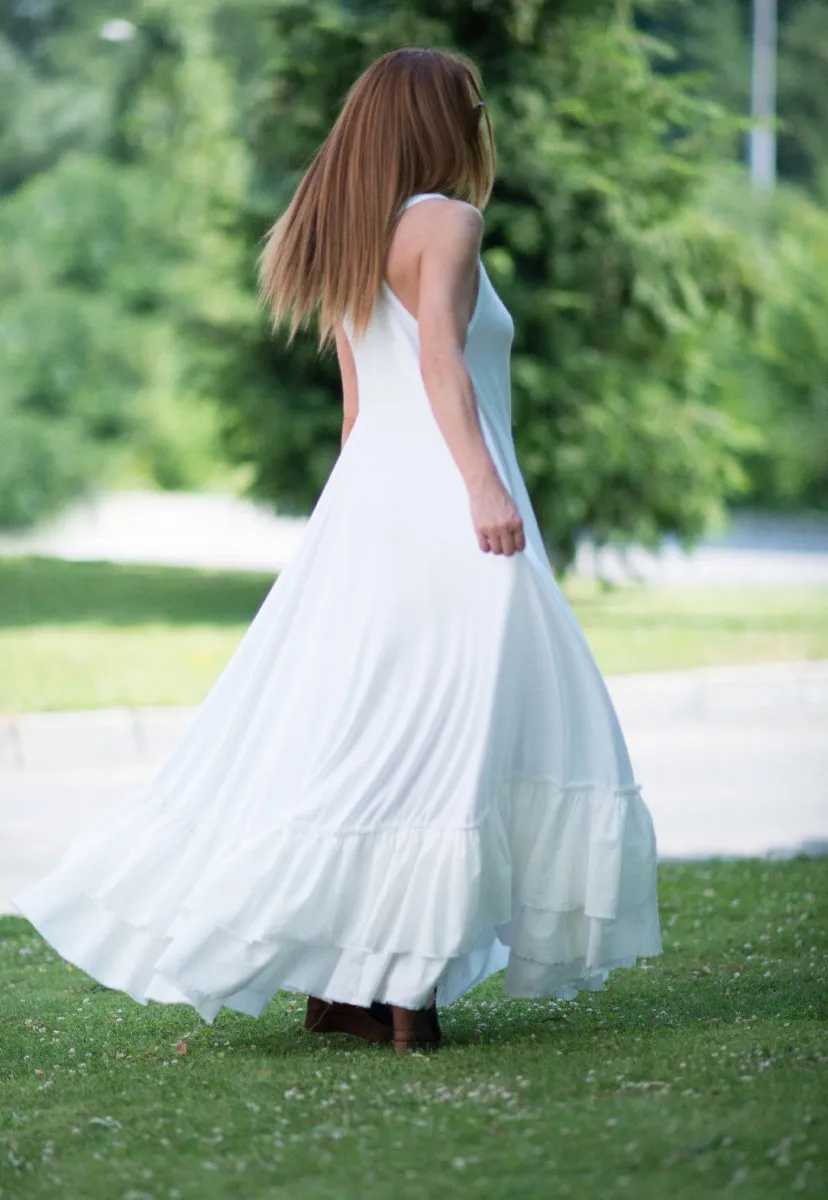 White Cotton Maxi Dress CARMEN
