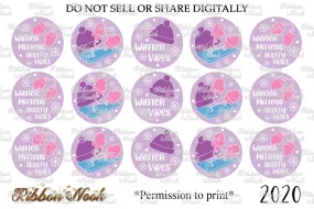 Winter Mittens Frosty Noses Lt Orchid Bottle Cap Images