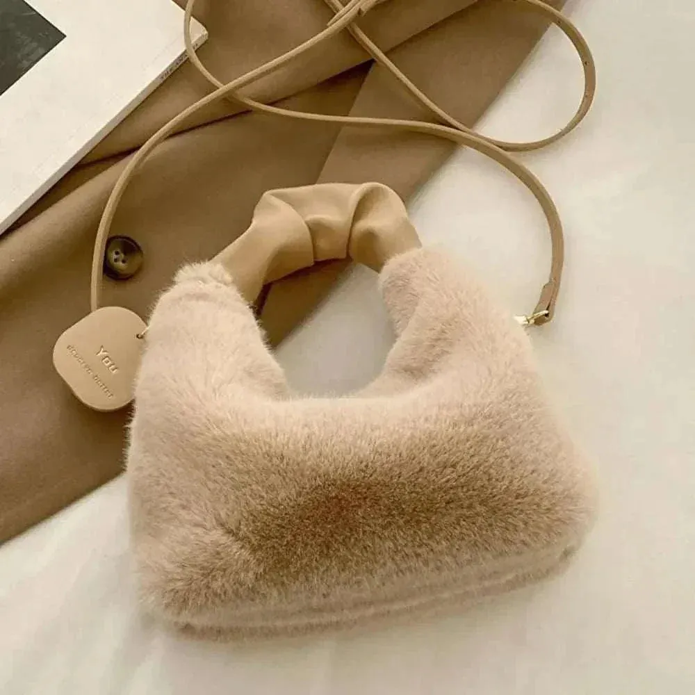Winter Plush Fur Crossbody Handbag - Trendy & Cozy for Women - WCB011