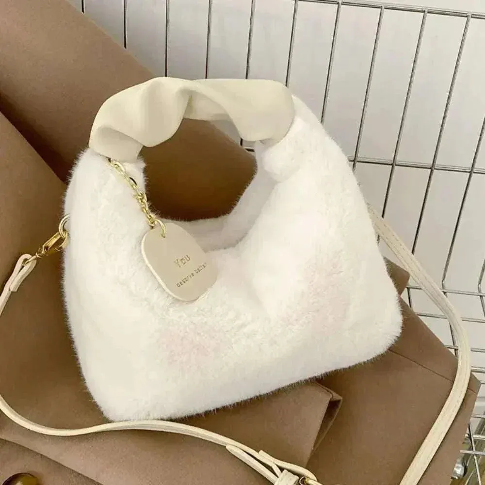 Winter Plush Fur Crossbody Handbag - Trendy & Cozy for Women - WCB011