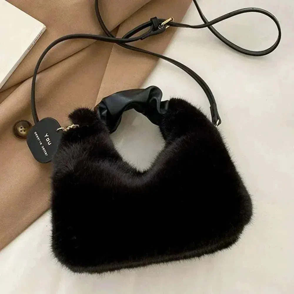 Winter Plush Fur Crossbody Handbag - Trendy & Cozy for Women - WCB011