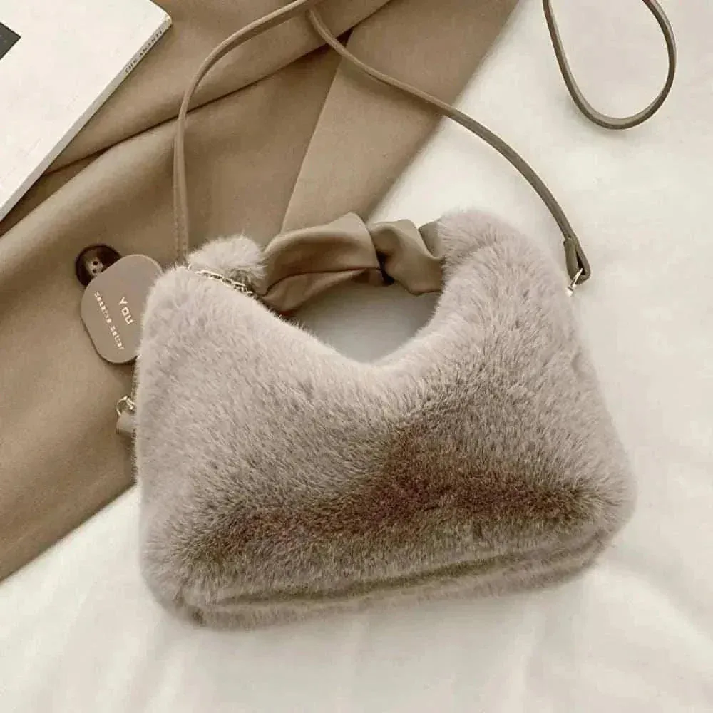 Winter Plush Fur Crossbody Handbag - Trendy & Cozy for Women - WCB011