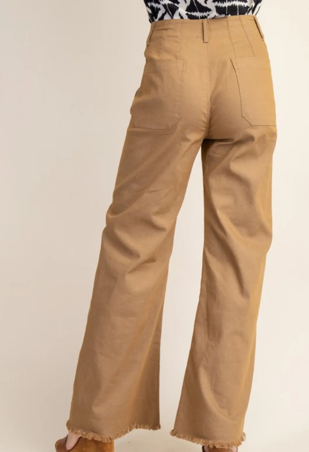 Women High Waited Flared Pants/Camel-TG1481