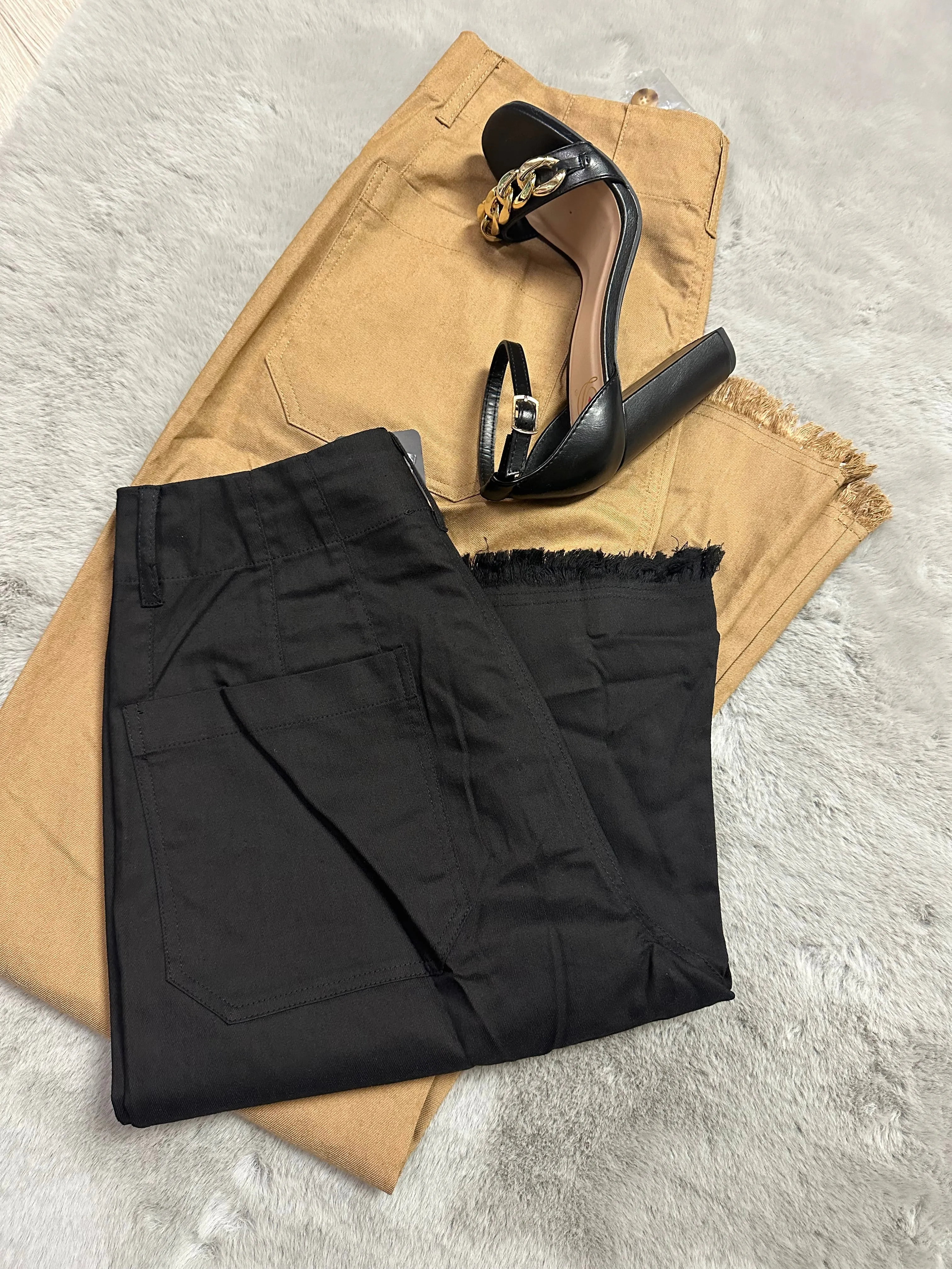 Women High Waited Flared Pants/Camel-TG1481
