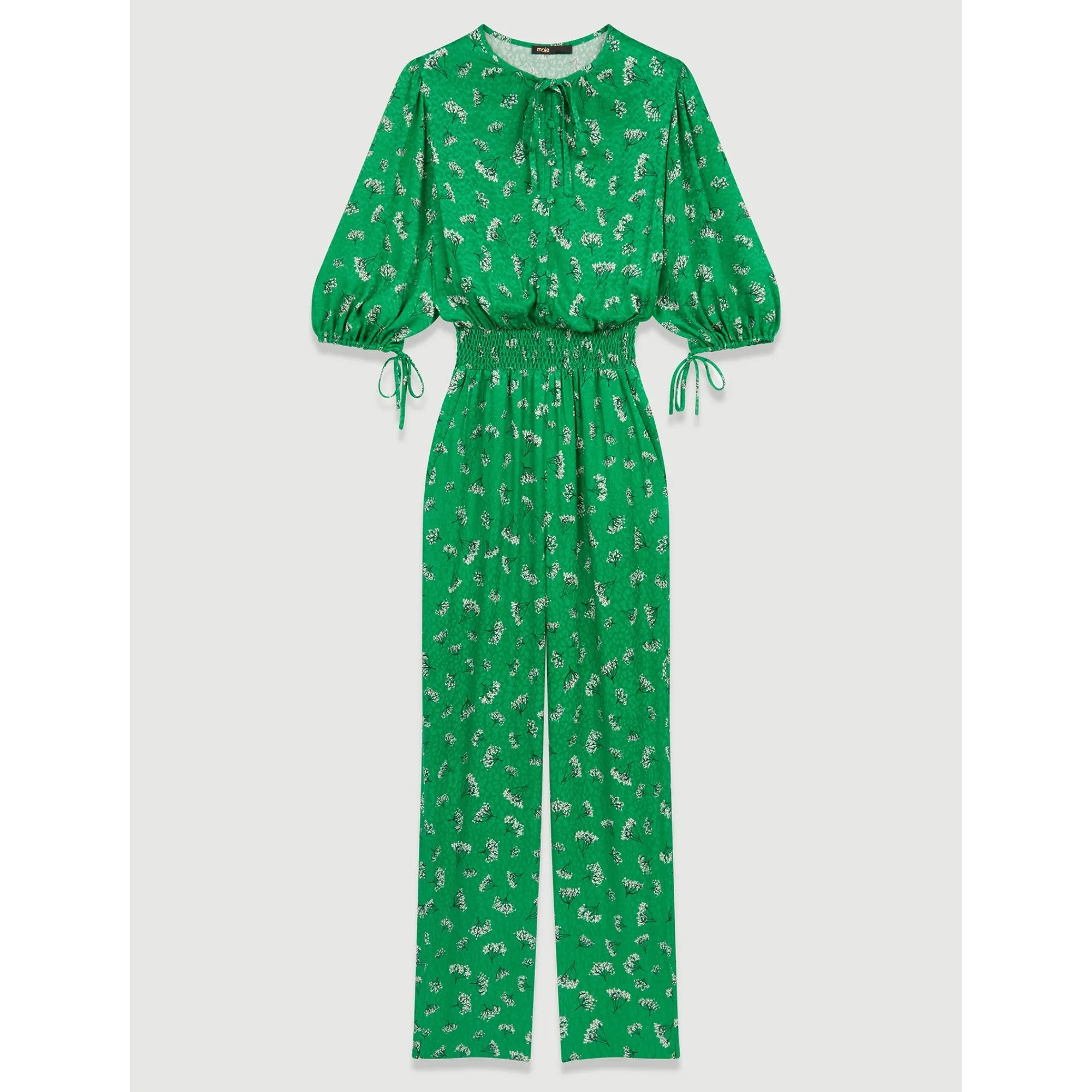 Women Printed Satin Jumpsuit - Green/White