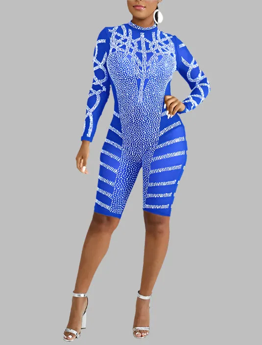 WOMEN "Dazzling Sheer Rhinestone Short Jumpsuit"