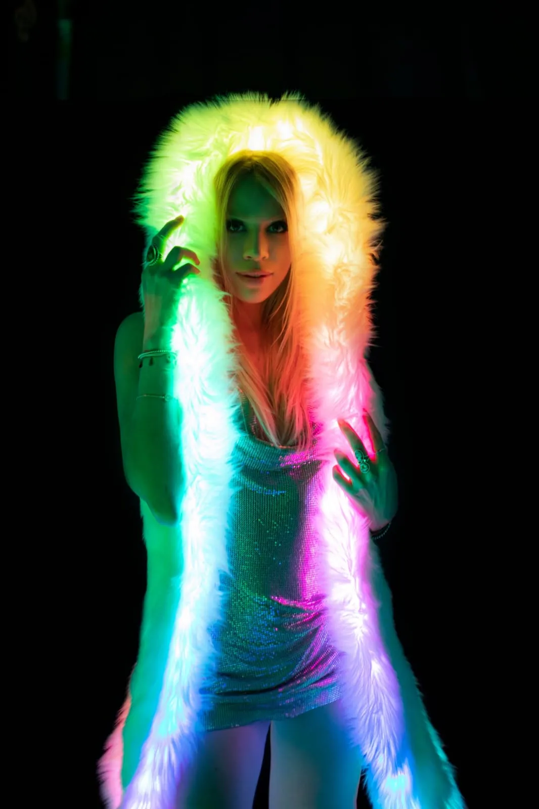 Women's LED Faux Fur Vest in "White"