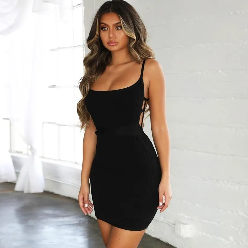 Women's Summer Casual Sheath Lace-Up Backless Dress