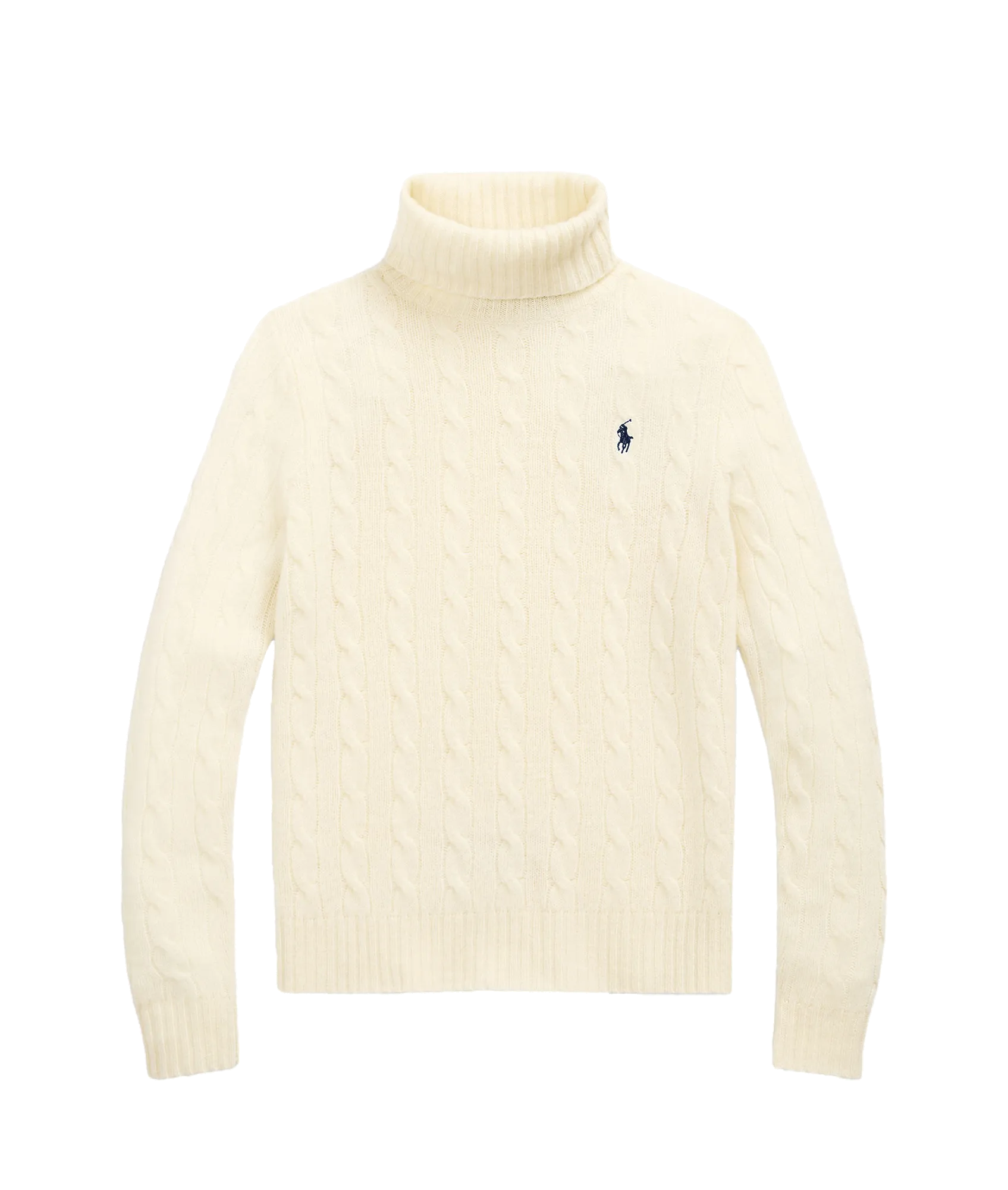 Wool-cashmere Cable Turtleneck Sweater - Cream