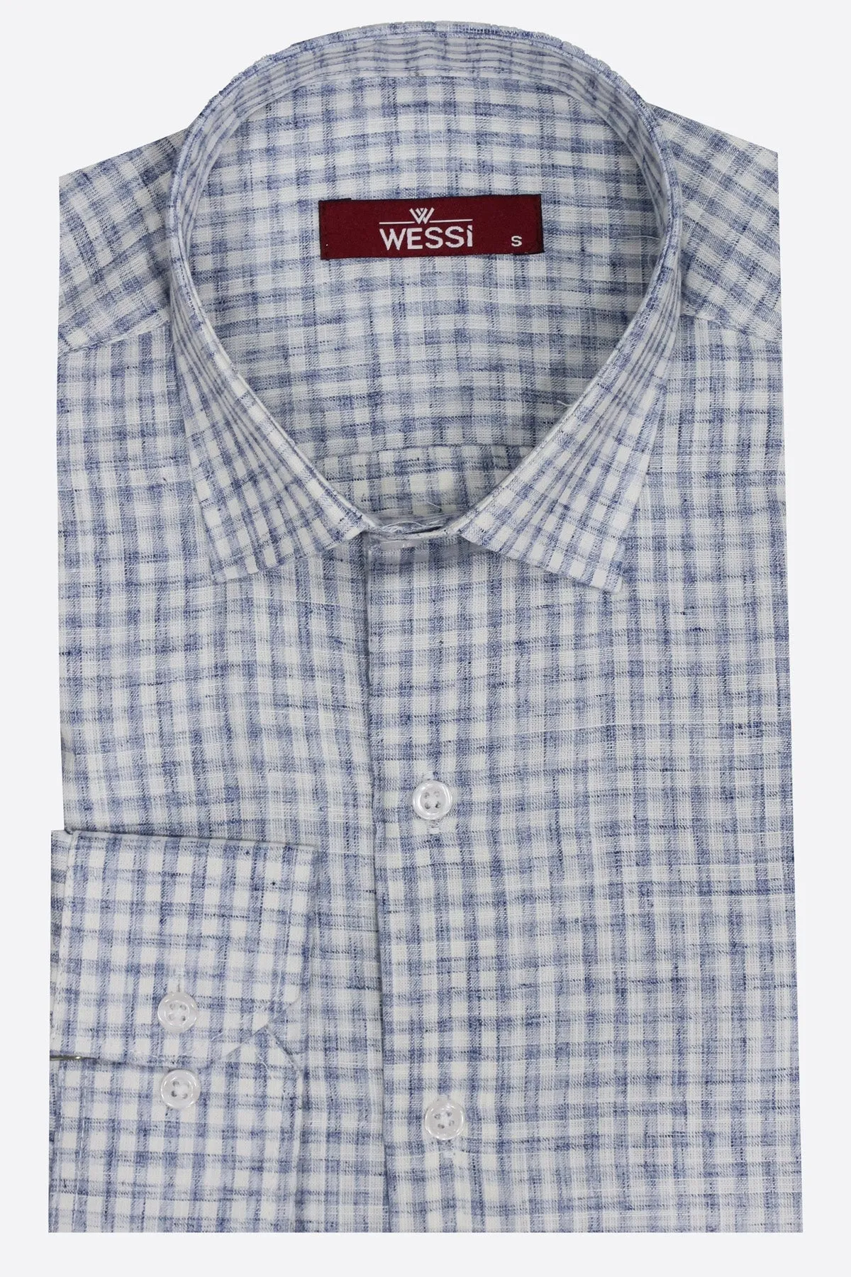 WSS Plaid Slim Fit Navy Blue Men Shirt  - Singen