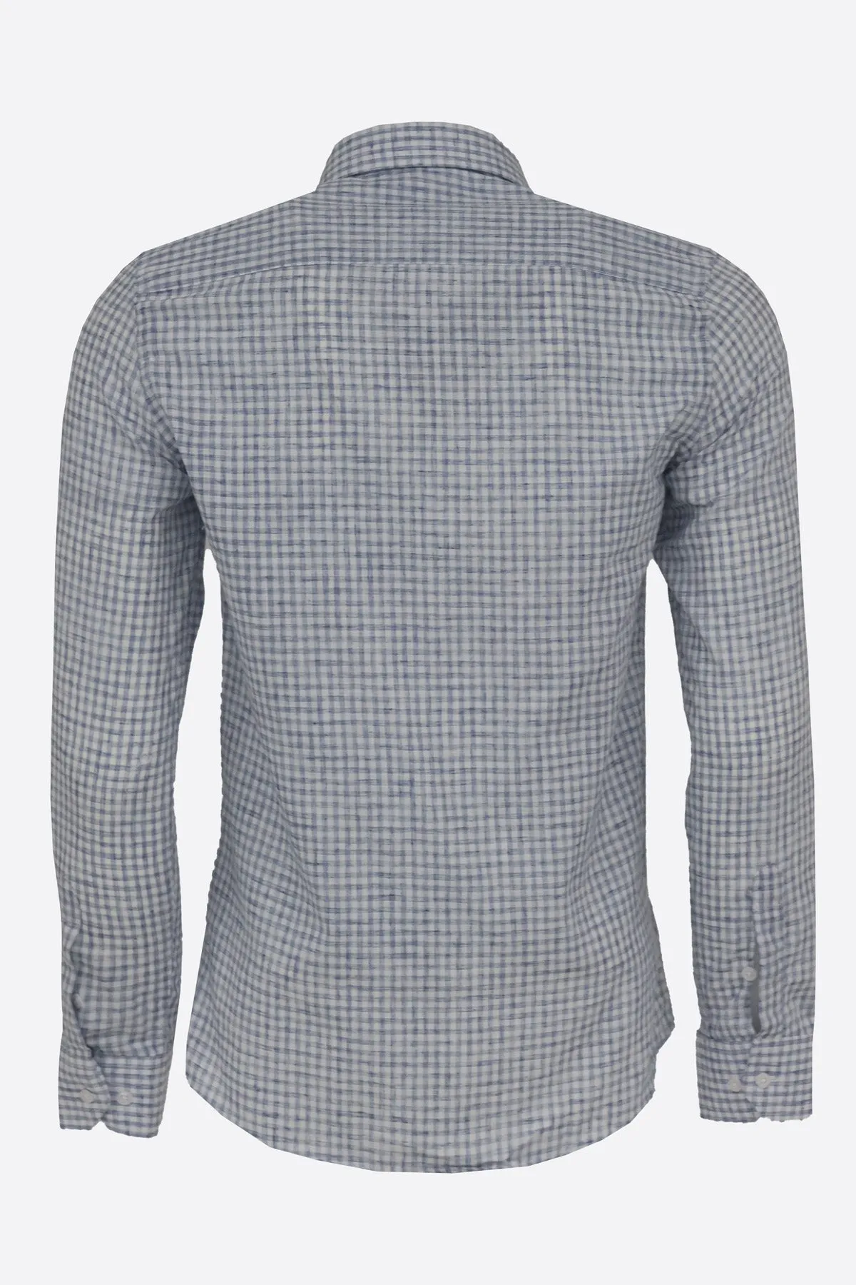 WSS Plaid Slim Fit Navy Blue Men Shirt  - Singen