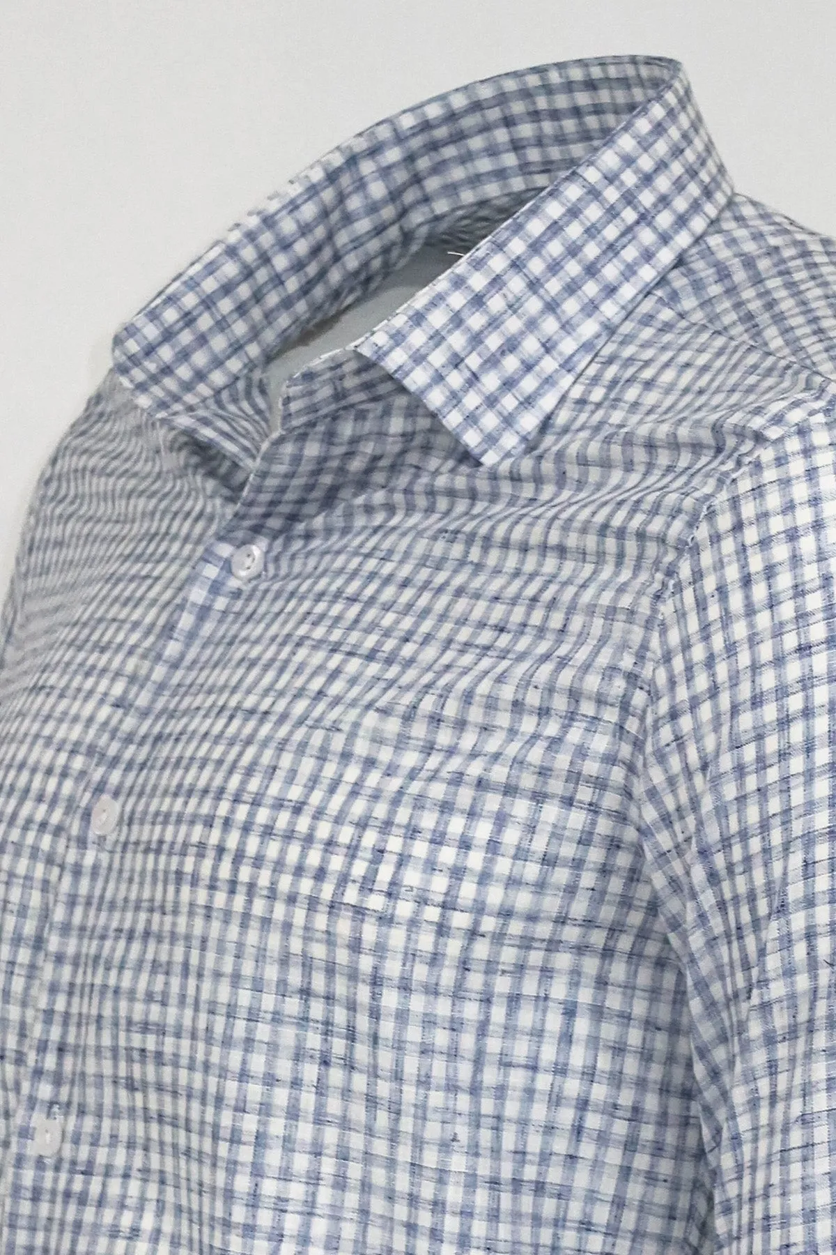 WSS Plaid Slim Fit Navy Blue Men Shirt  - Singen