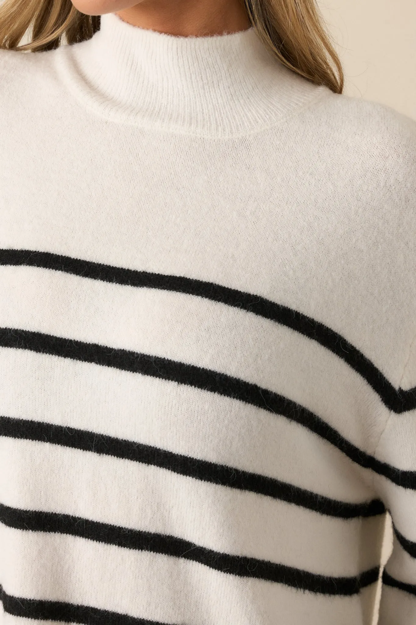 Z Supply Fin Sea Salt Ivory Stripe Turtleneck Sweater