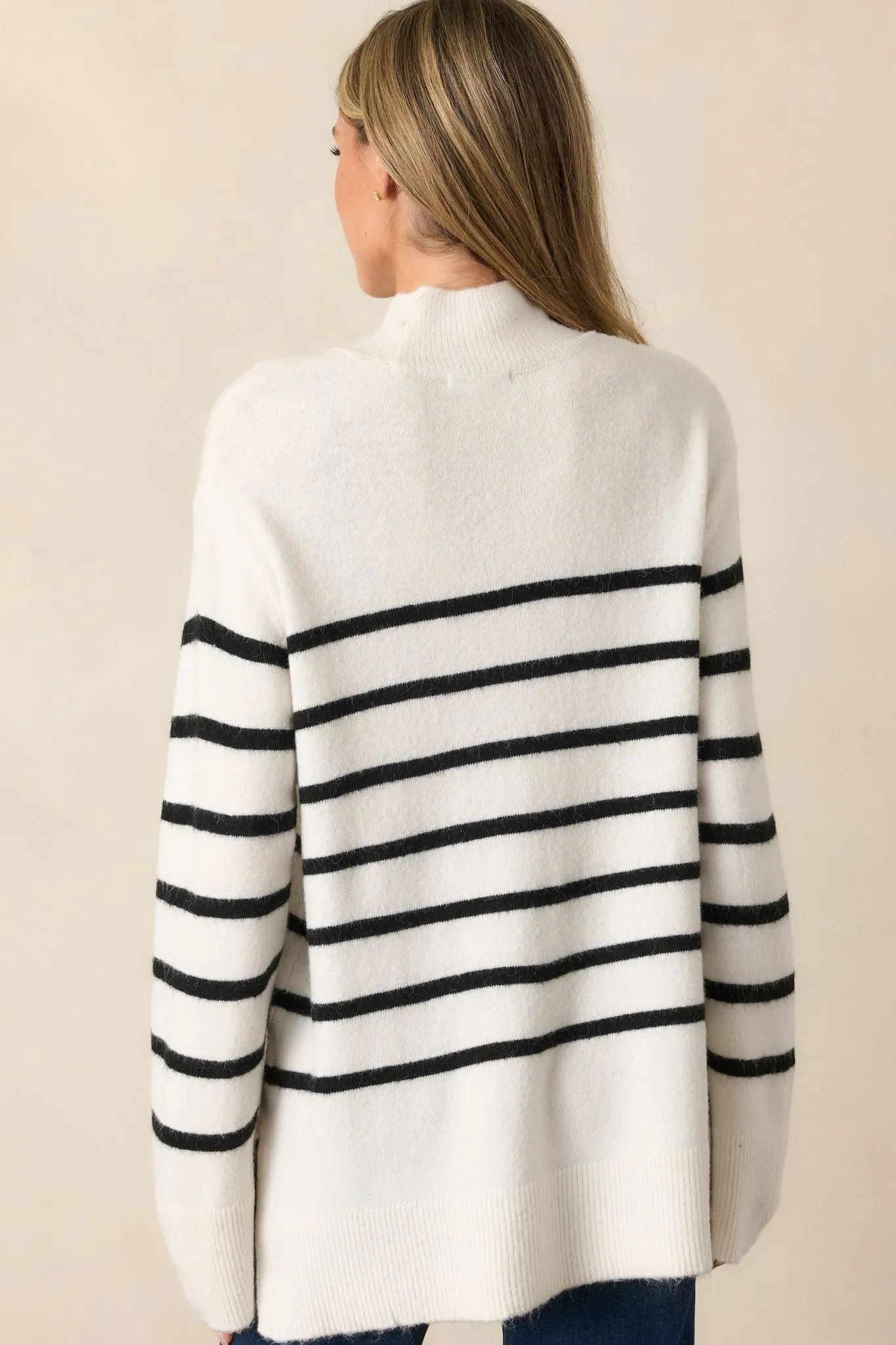 Z Supply Fin Sea Salt Ivory Stripe Turtleneck Sweater