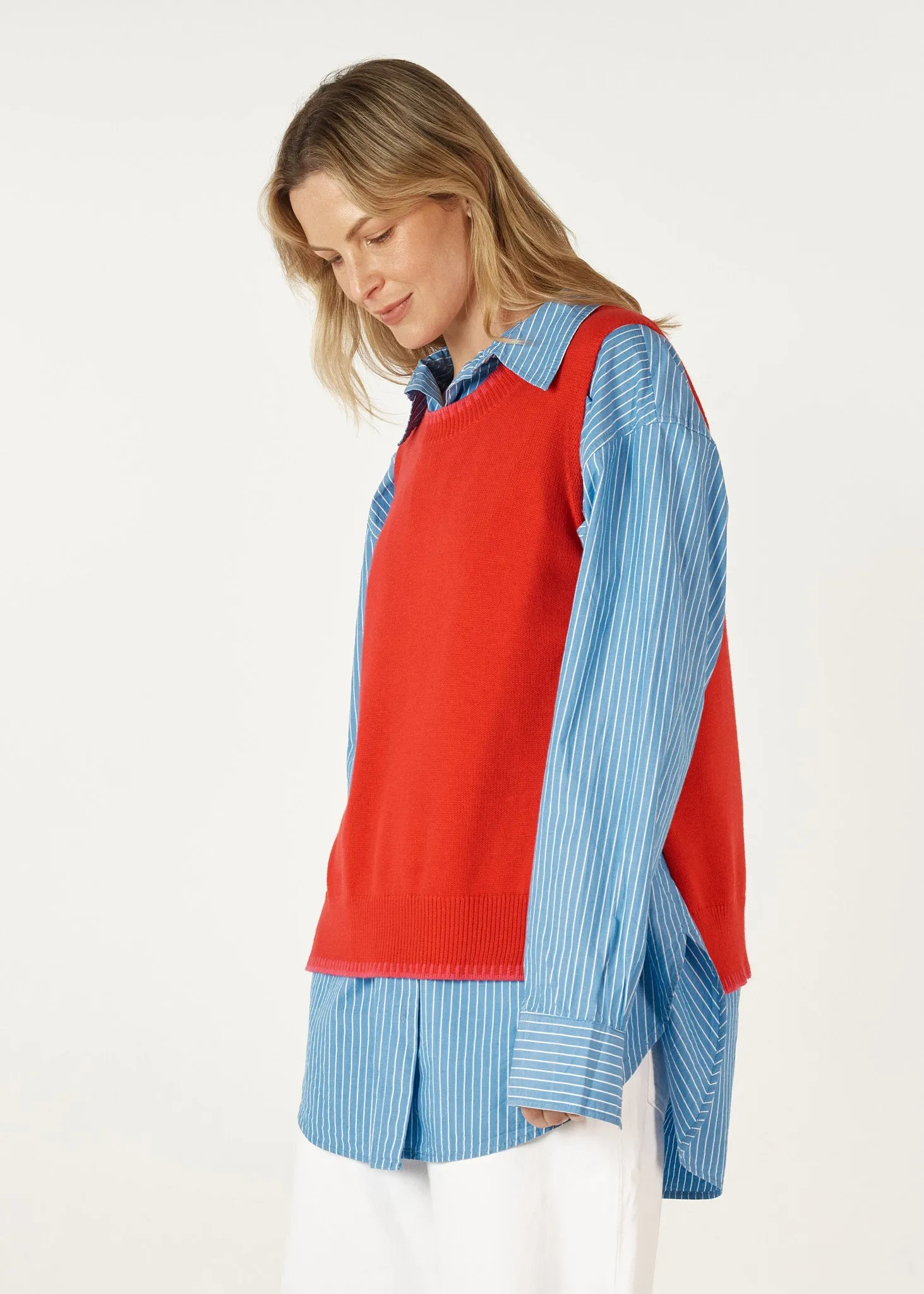 Zaket & Plover Essential Two Tone Vest  -  Rouge
