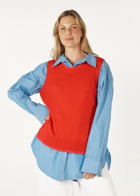 Zaket & Plover Essential Two Tone Vest  -  Rouge