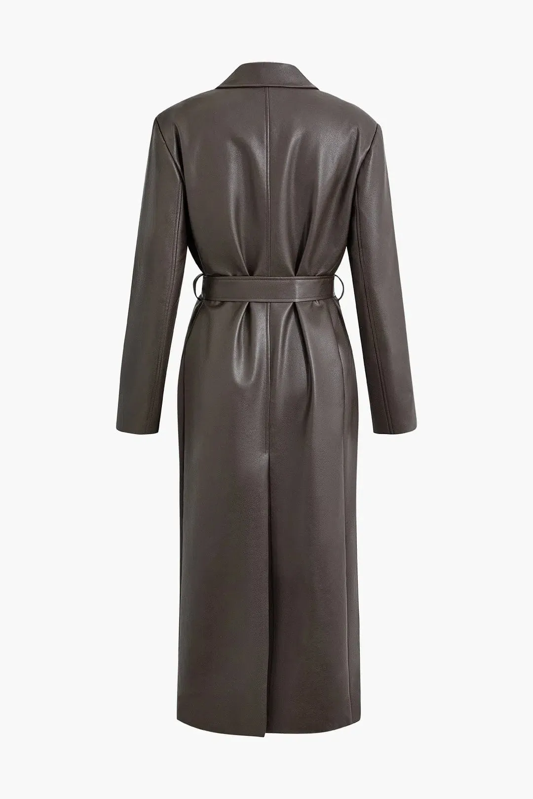 Zoe – Adjustable waist belt – Faux leather coat