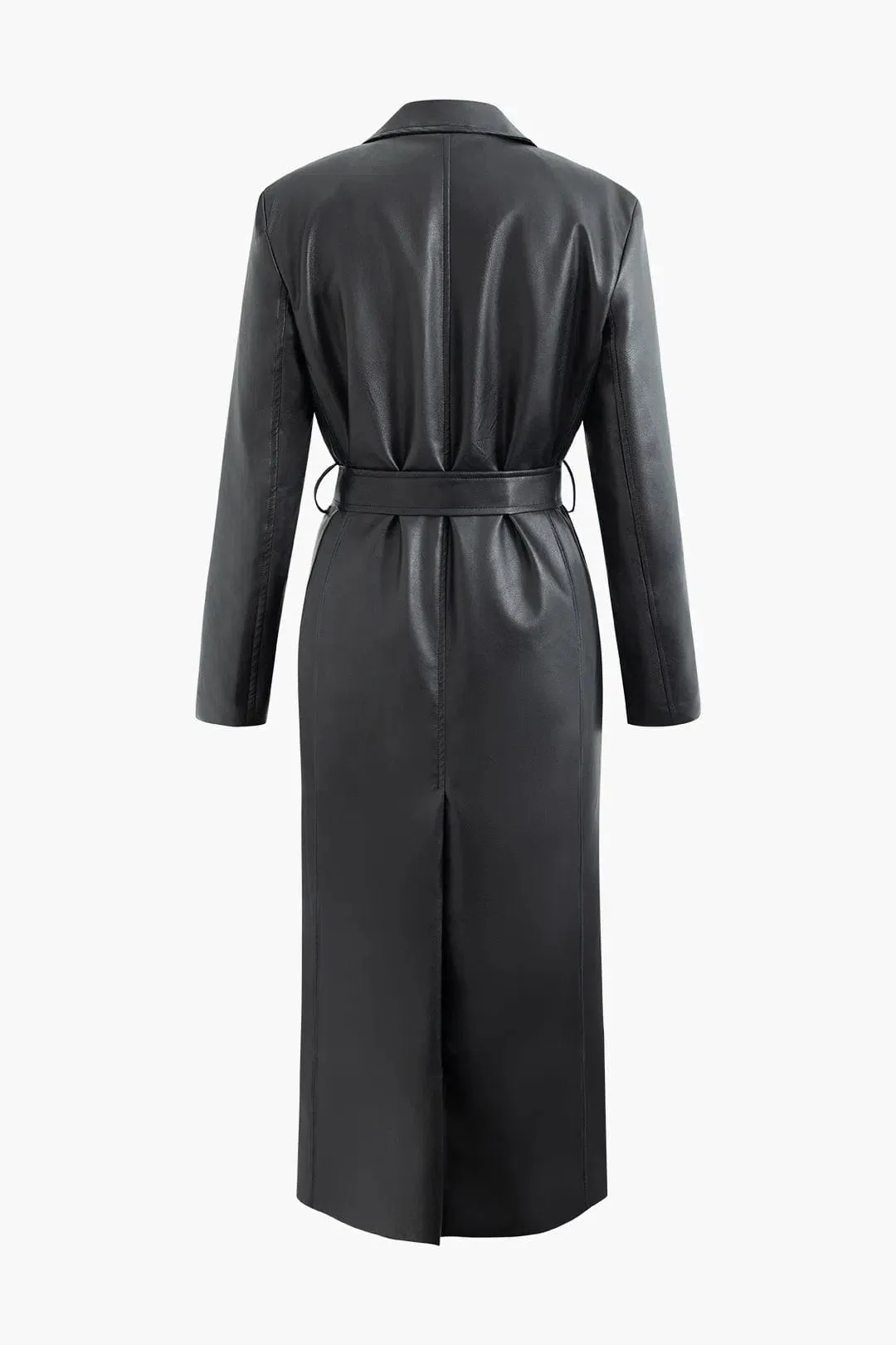 Zoe – Adjustable waist belt – Faux leather coat